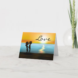 Cartão De Festividades Sunset Beach Casal Love Dia de os namorados