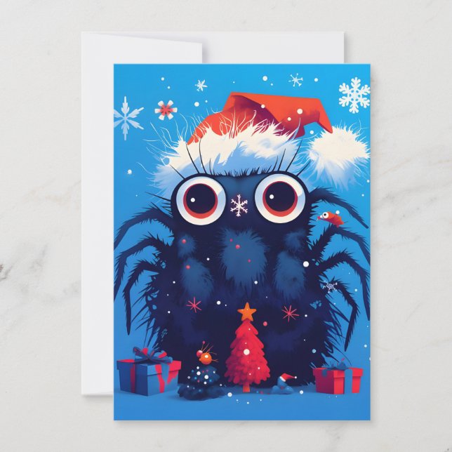 Cartão De Festividades Super Cute Jumping Spider Cartoon Christmas Cards (Frente)