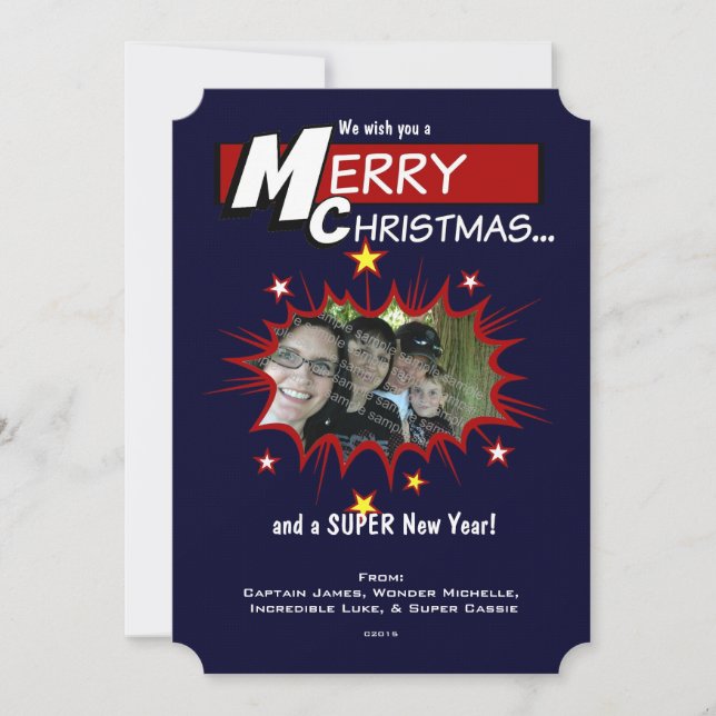 Cartão De Festividades Super Hero Natal (Frente)