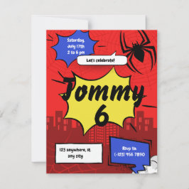 Cartão De Festividades Superhero Spider Birthday Invitation Kids Party 