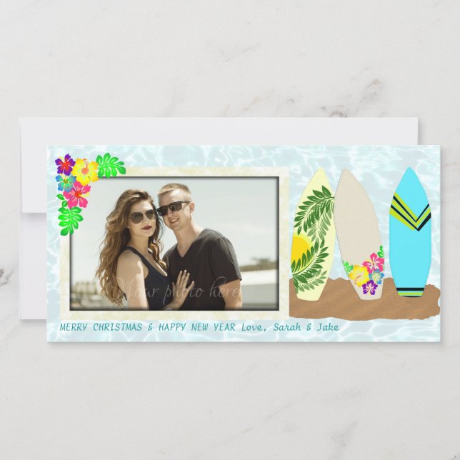 Cartão De Festividades Surfboards Natal no Havaí (Frente)