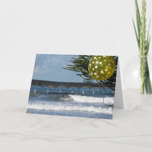 Cartão De Festividades Surfista de Natal (Frente)