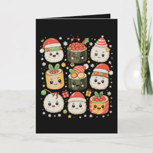 Cartão De Festividades Sushi Kawaii Natal Santa Comida Japonesa Xmas