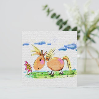 Cartão De Festividades Süsse Pferdekarte, Pferde Aquarell Illustration