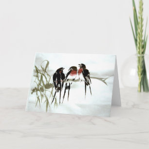 Cartão De Festividades Swallow Family Card