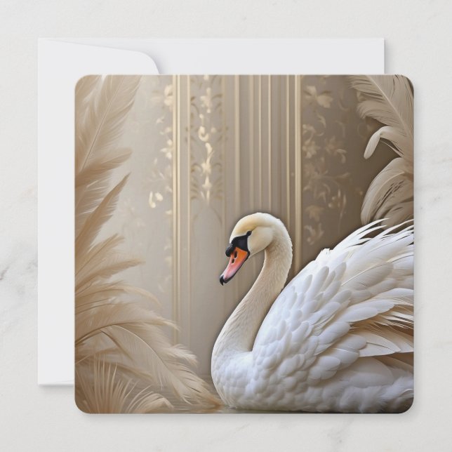 Cartão De Festividades *~* Swan Branco SC1 Majestoso Bonito (Frente)