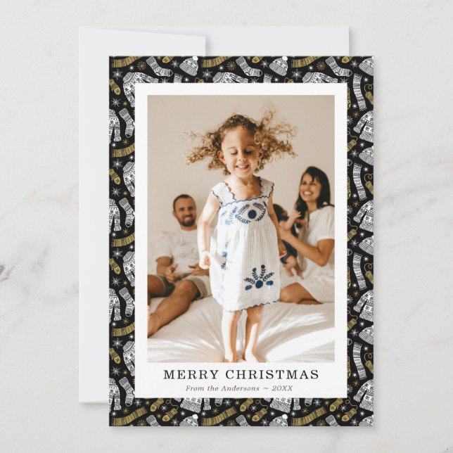 Cartão De Festividades Sweater Gloves Hat Scarf Photo Merry Christmas (Frente)