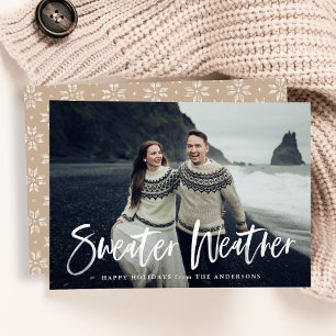 Cartão De Festividades Sweater Weather Holiday Photo Card