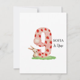 Cartão De Festividades Sweet Cute Bunny 9th Birthday Card for Daughter