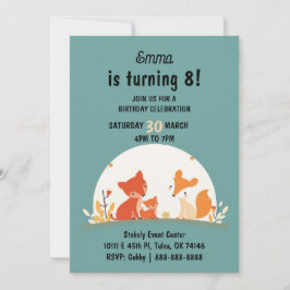 Cartão De Festividades Sweet Foxes Birthday Invitation Card – Cute Woodla