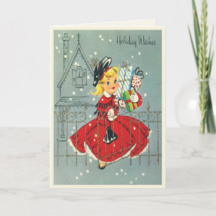 Cartão De Festividades Sweet Girl Christmas Card