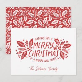 Cartão De Festividades Sweet Holly Greenery Vermelho Natal