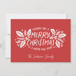 Cartão De Festividades Sweet Holly Greenery Vermelho Natal