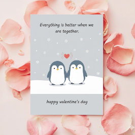 Cartão De Festividades Sweet Penguin Couple Cute Valentine Day Love Card