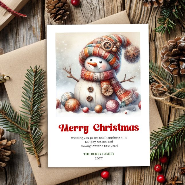 Cartão De Festividades Sweet printable Christmas snowman festive holiday (Sweet printable Christmas snowman festive holiday)