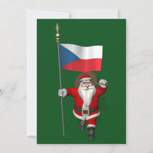 Cartão De Festividades Sweet Santa Claus Com Bandeira Da República Checa