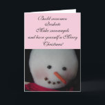 Cartão De Festividades Sweet Snowman<br><div class="desc">Um doce boneco de neve sorridente com um nariz grande de cenoura. Traz lembranças de construir homens de neve,  patins de gelo e anjos de neve!</div>