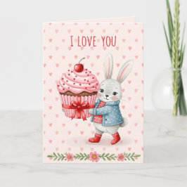 Cartão De Festividades Sweet Valentine Card  With Cute Bunny 