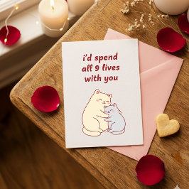 Cartão De Festividades Sweet Valentine Nine Lives Cats Love Greeting Card