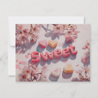 Cartão De Festividades Sweet Valentines Day Card with Cherry blossom