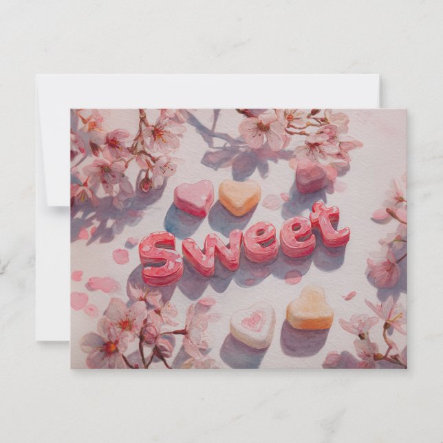 Cartão De Festividades Sweet Valentines Day Card with Cherry blossom (Frente)