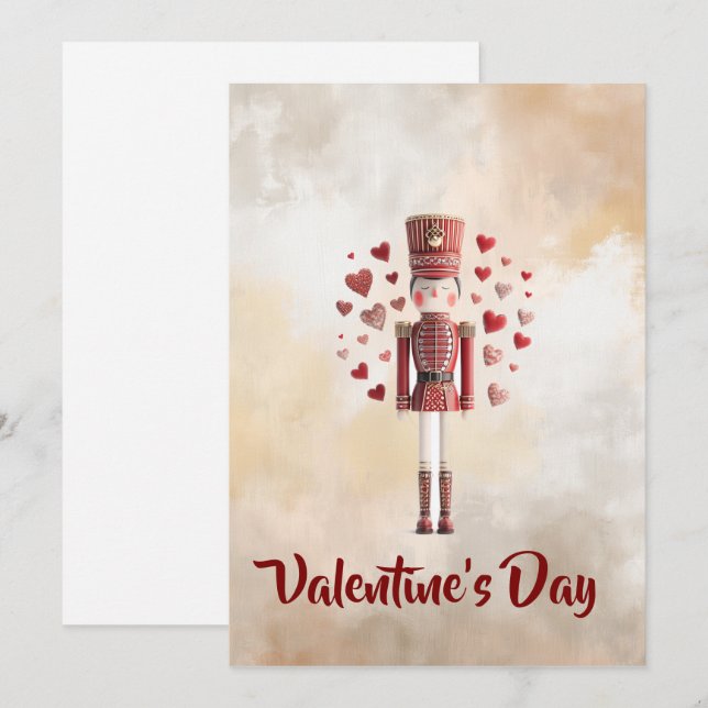 Cartão De Festividades Sweet Valentines Day Nutcracker Romantic Card (Frente/Verso)