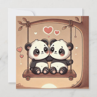 Cartão De Festividades Swing Panda Love Card