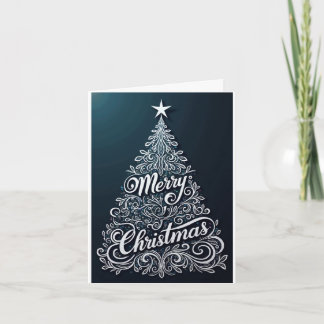 Cartão De Festividades Swirling Silver Tree Christmas card