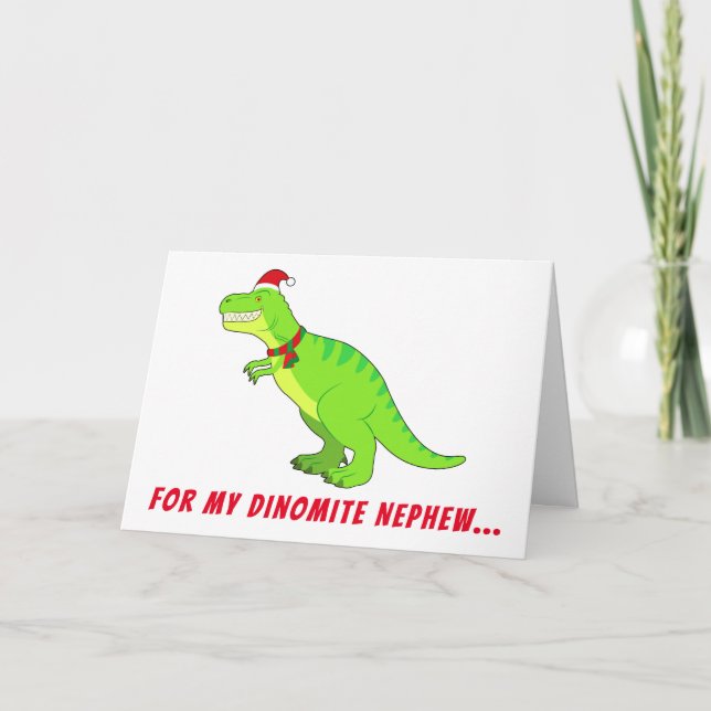 Cartão De Festividades T-Rex no Chapéu de Santa para o Natal! (Frente)