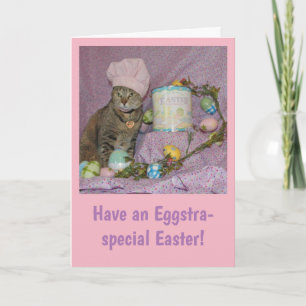 Cartão De Festividades Tabby cat painting Easter eggs
