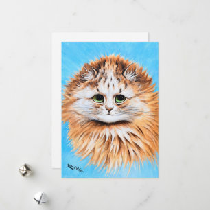 Cartão De Festividades Tabby Cat with Green Eyes, Head Study de L. Wain