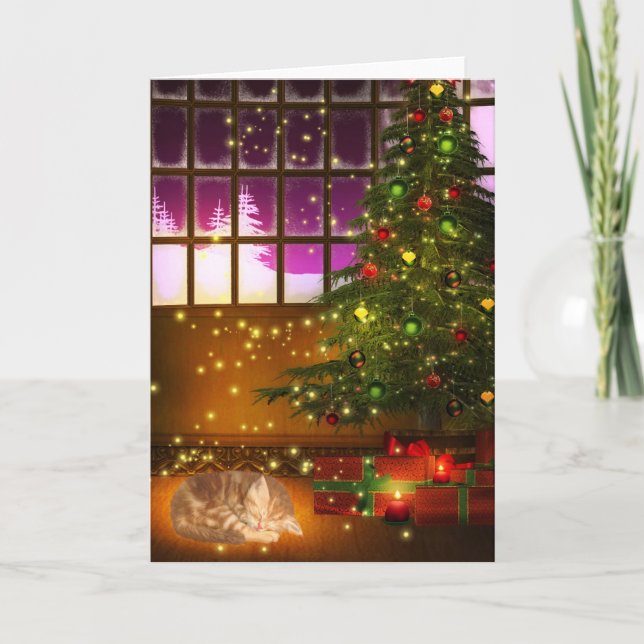 Cartão De Festividades Tabby gatinho Christmas (Frente)