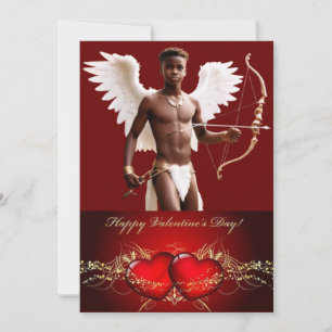 Cartão De Festividades Taça Black Cupid Twink Personalizada do Dia dos Na