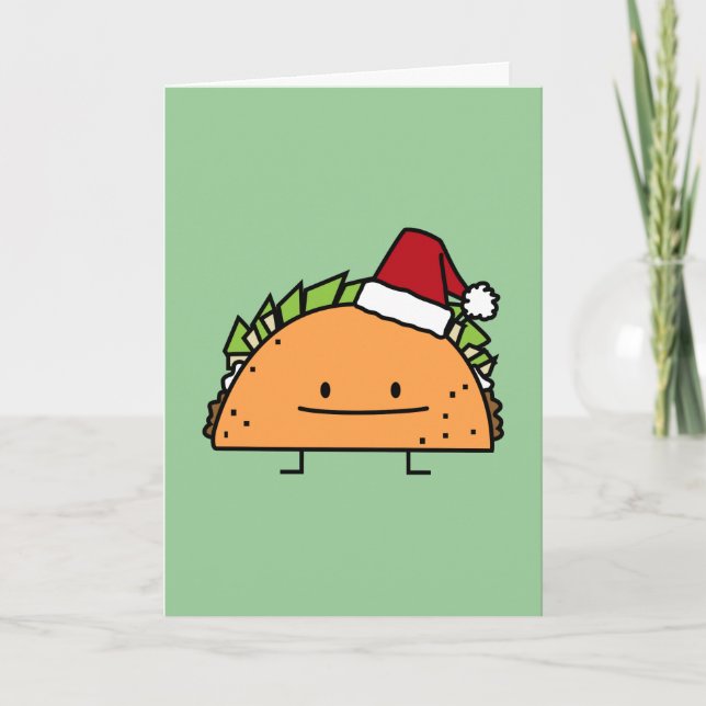 Cartão De Festividades Taco vestindo Santa Hat Casca de Natal salsa (Frente)