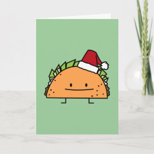 Cartão De Festividades Taco vestindo Santa Hat Casca de Natal salsa