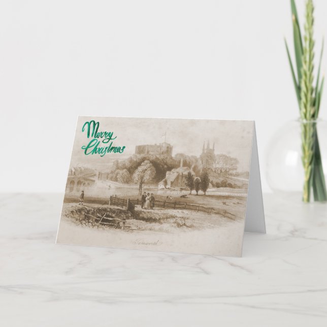 Cartão De Festividades Tamworth Castle & Mill Christmas Card (Frente)