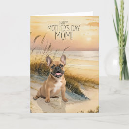 Cartão De Festividades Tan French Bulldog Sunset Beach Mother's Day