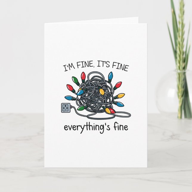 Cartão De Festividades Tangled Up Christmas Lights Card (Frente)