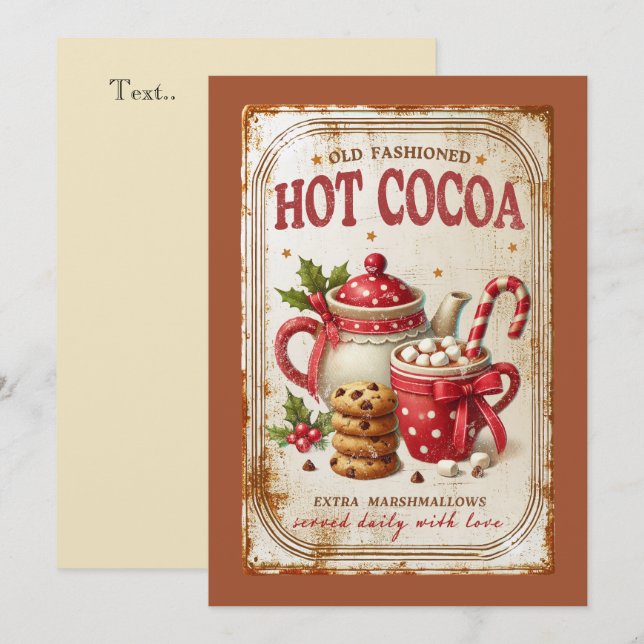 Cartão De Festividades Tão adorável Natal tradicional com visual retrô (Frente/Verso)