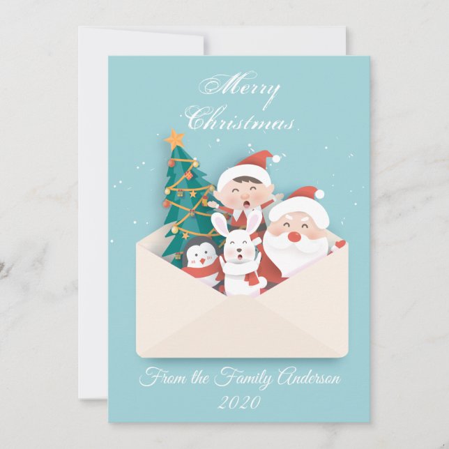 Cartão De Festividades Tarjeta de navidad con sobre y detalha navideños (Frente)