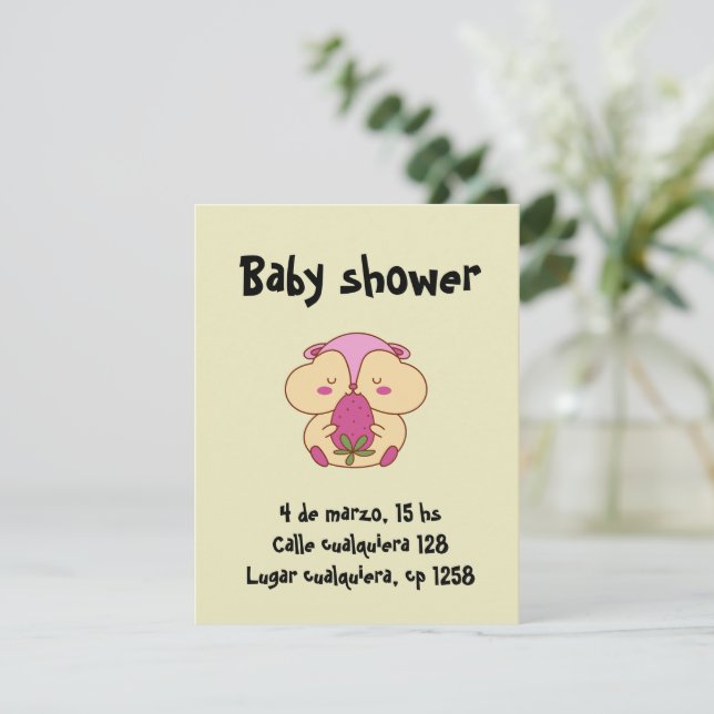 Cartão De Festividades Tarjeta Festiva Hámster comiendo una frutilla  (Em pé/Frente)