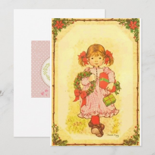 Cartão De Festividades Tarjeta festiva plana navideña Sarah Kay (Frente/Verso)