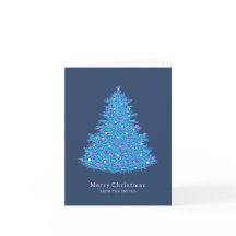 Tarjeta ilustración de árbol de Navidad azul