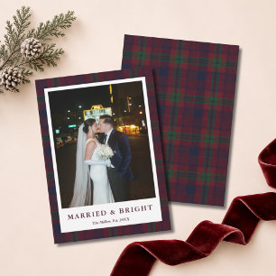 Cartão De Festividades Tartan Clássico de Natal Casado & Brilhante Casame
