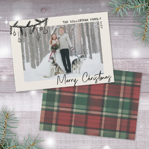 Cartão De Festividades Tartan Desenhado à Mão Natal Alegre Caprichoso
