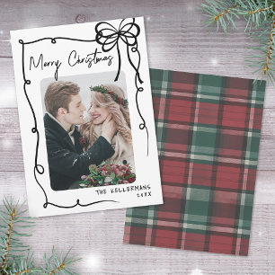 Cartão De Festividades Tartan Desenhado à Mão Natal Alegre Caprichoso