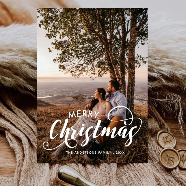 Cartão De Festividades Tartan Ho - Foto da Família de Feliz Natal Moderno (Criador carregado)