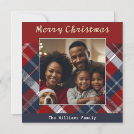 Cartão De Festividades Tartan Personalizado Foto Natalício Feliz Natal