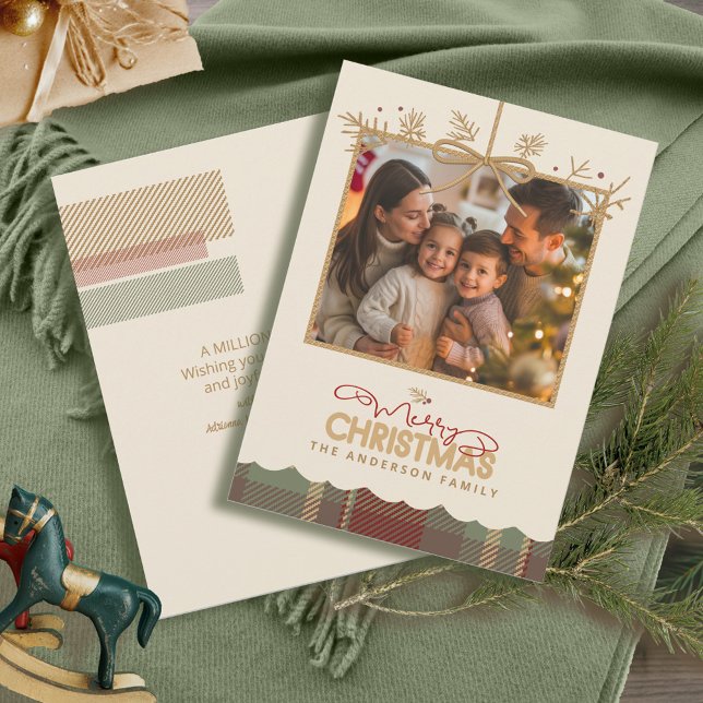 Cartão De Festividades Tartan Trim Christmas Hanging Photo ID1141A (Criador carregado)