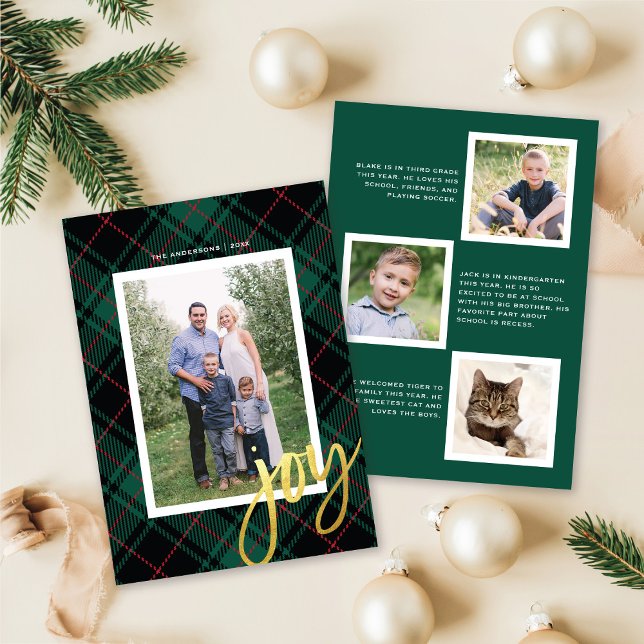 Cartão De Festividades Tartan Verde + Caligrafia Moderna | Foto de Férias (Criador carregado)